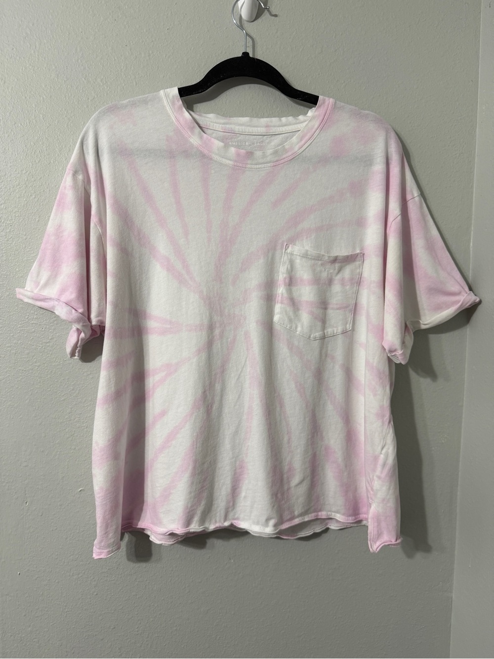 100% Cotton American Eagle Tie Dye Baby Pink T-Shirt Tee XL Casual Comfortable